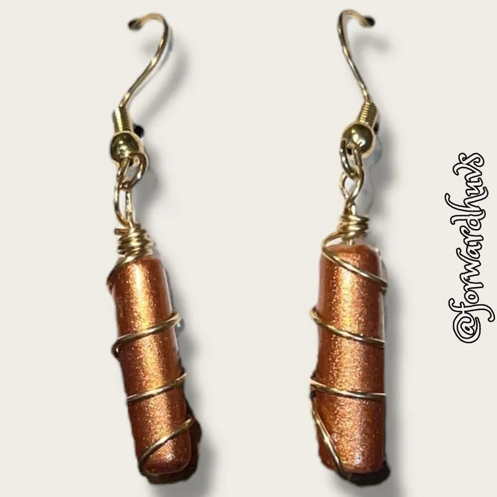 Bundle Sale 3 for $15 | Copper-Colored Earrings Wrapped in Gold Tone Wire